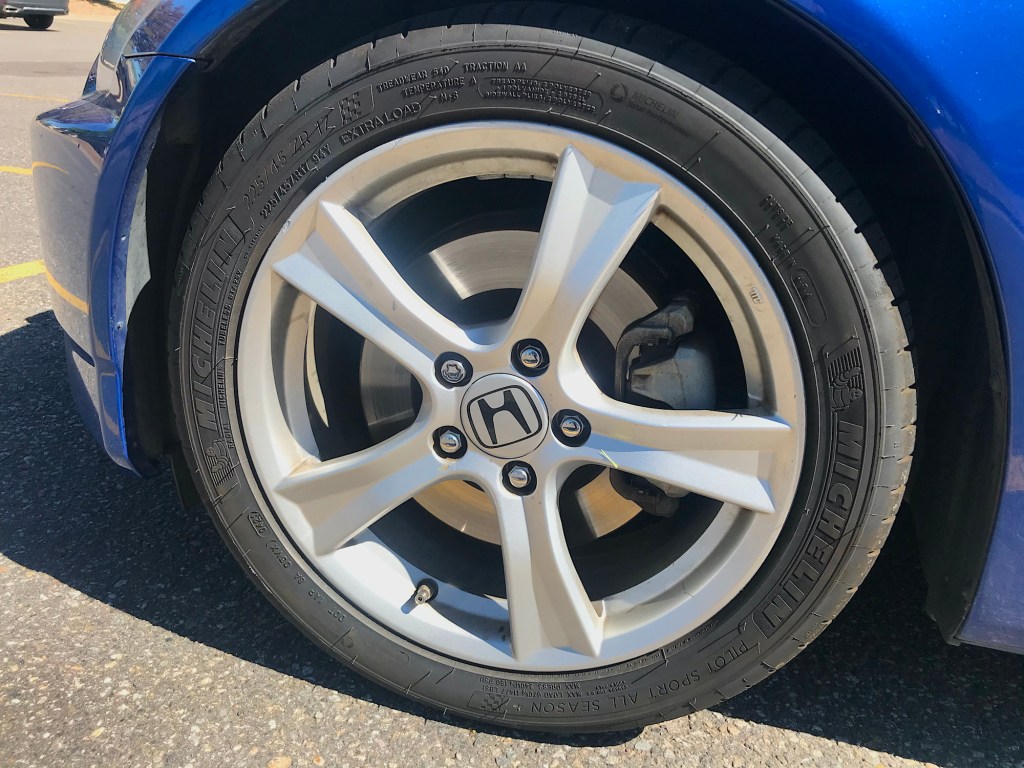 A tire's sidewall shows the size and tire pressure.