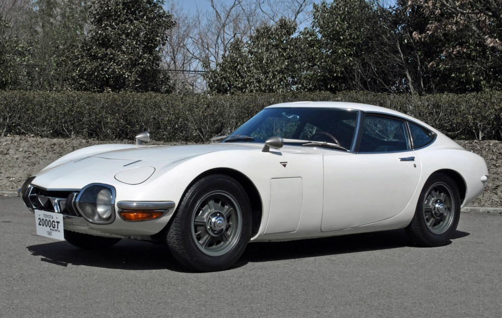 A white 1967 Toyota 2000GT