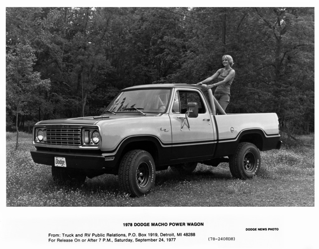 A Dodge advertisement for its 1978 Macho Power Wagon 4x4 pickup truck | Stellantis