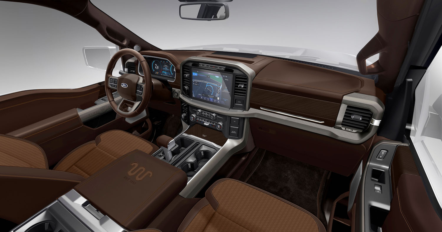 This is the 2021 2022 F-150 King Ranch interior in java brown | Ford Motor Company