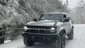 The 2021 Ford Bronco Wildtrak in the snow