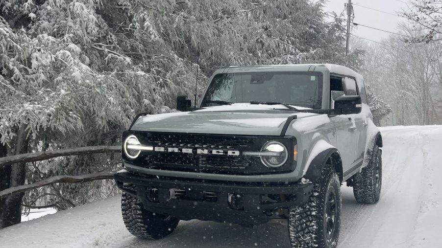 The 2021 Ford Bronco Wildtrak in the snow