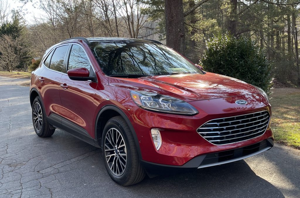 The 2021 Ford Escape PHEV parked near foliage