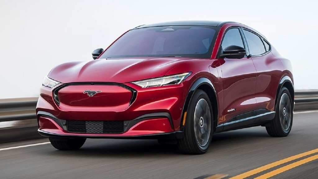 A red 2021 Ford Mustang Mach-e electric crossover, there are a few reasons to buy one.