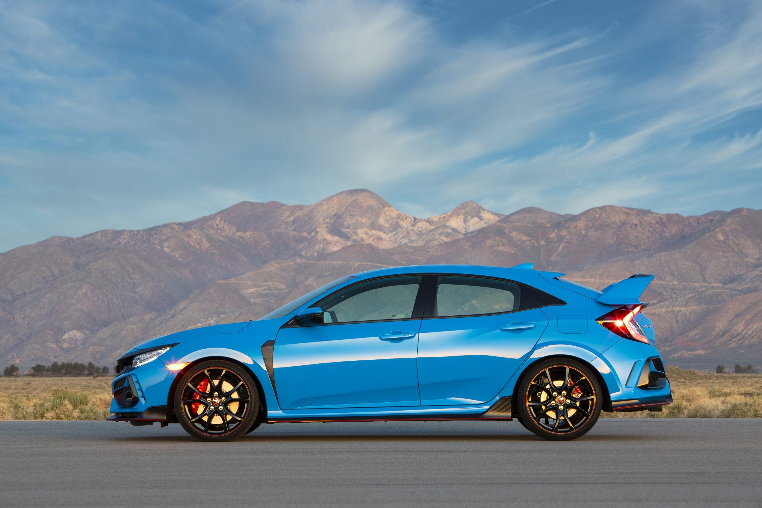 A profile shot of a 2021 Type R in blue