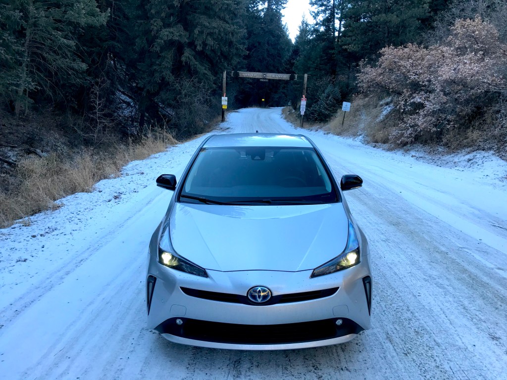 2022 Toyota Prius in the snow. 