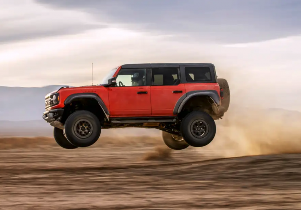 2022 Ford Bronco Raptor  jumping in the air 