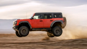 2022 Ford Bronco Raptor jumping in the air