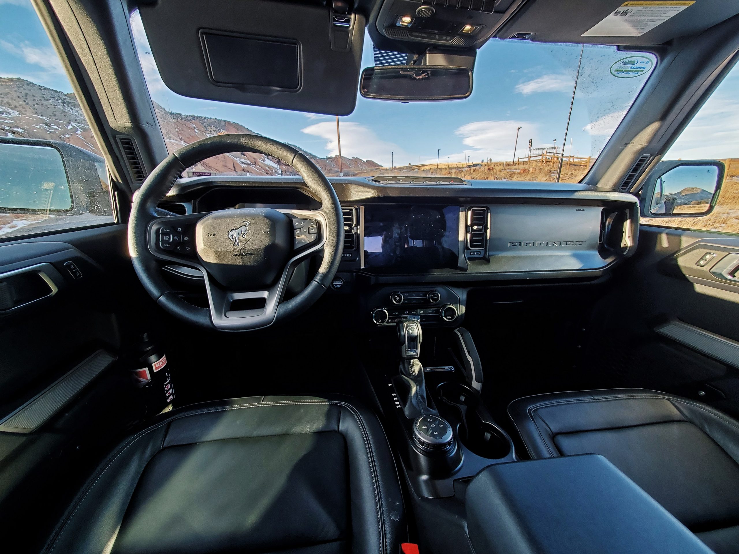 The interior of the 2022 Ford Bronco shot from the driver's seat