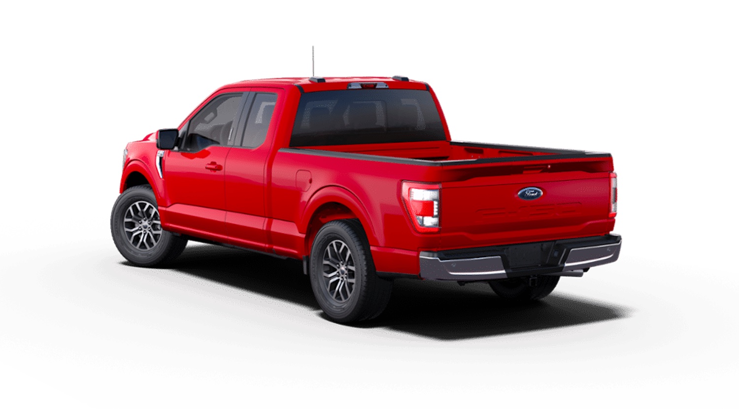 A red 2022 Ford F-150 Lariat pickup truck | render by Ford Motor Company