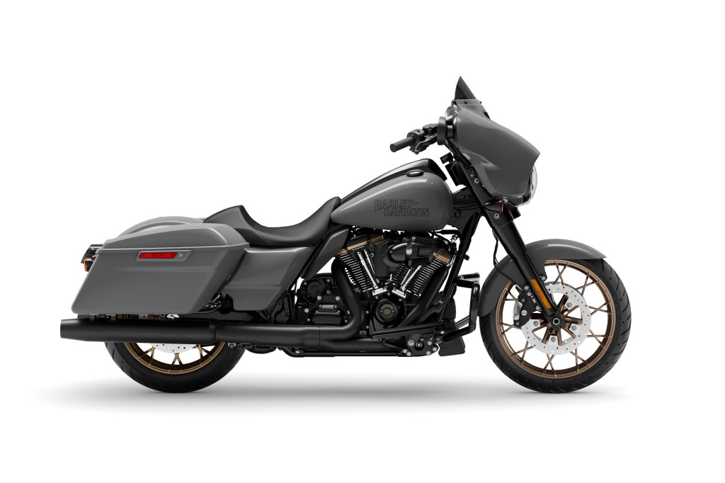 The side view of a gray 2022 Harley-Davidson Street Glide ST