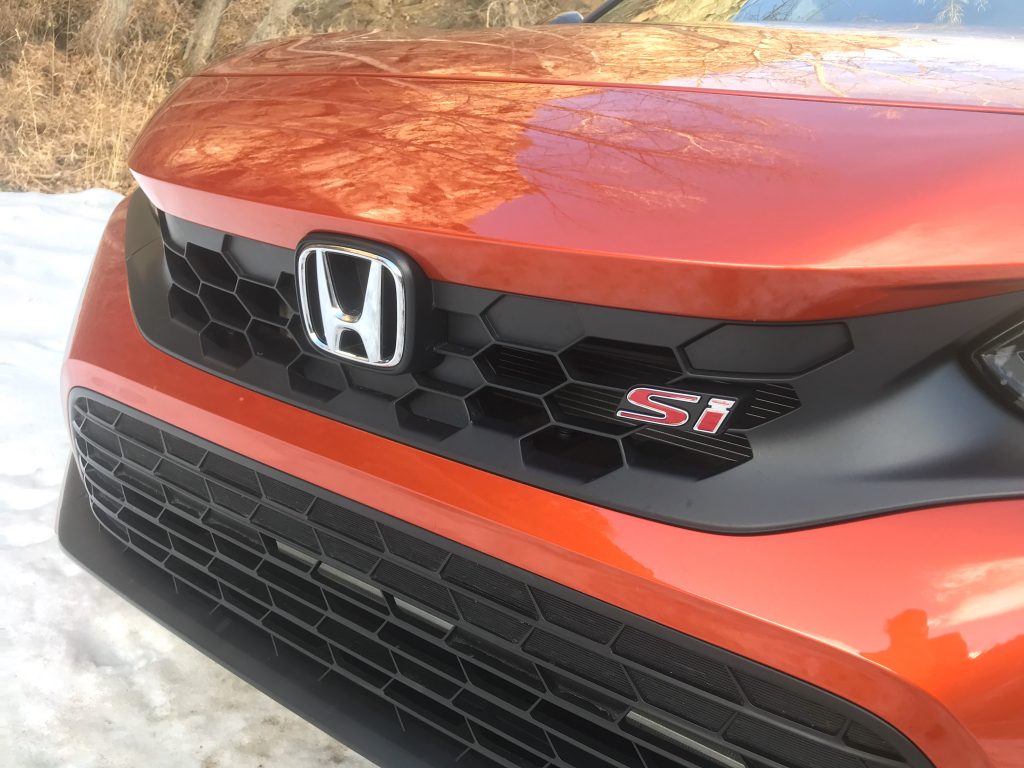 A front detail shot of the 2022 Honda Civic Si taken for our full review