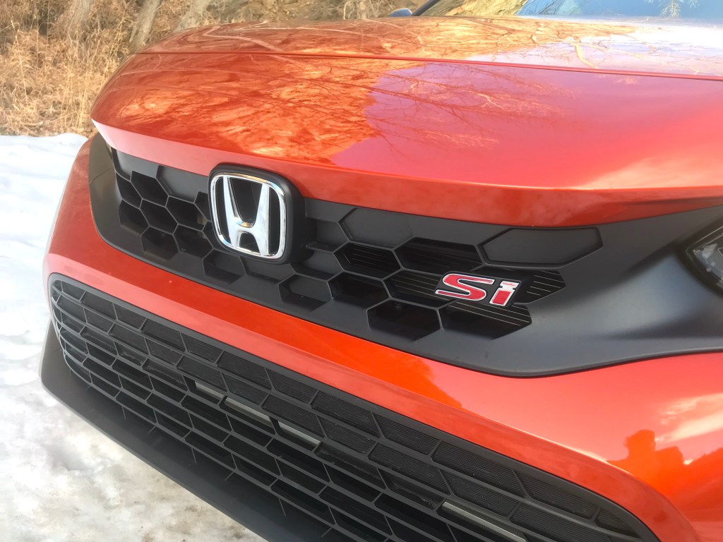 A front detail shot of the 2022 Honda Civic Si taken for our full review