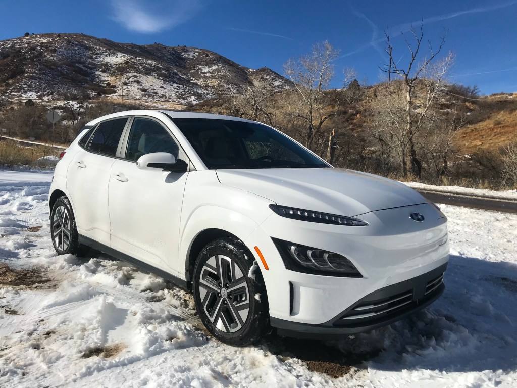 2022 Hyundai Kona Electric in a field of snow