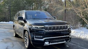 The 2022 Jeep Grand Wagoneer on the road