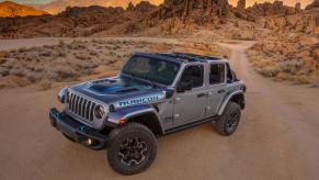 The 2022 Jeep Wrangler 4xe in the sand