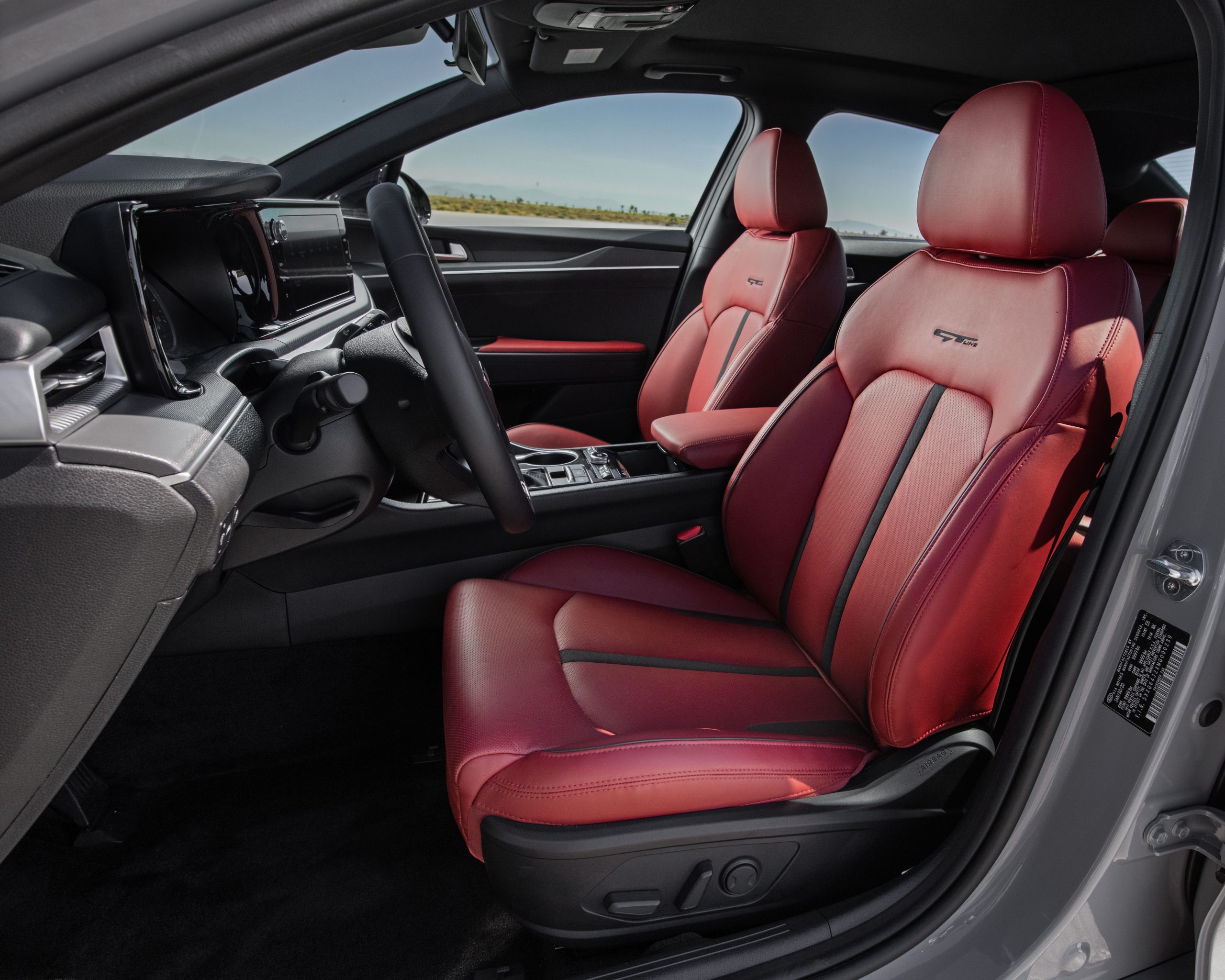 Red leather seats in the 2022 Kia K5 GT