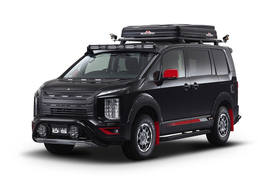The black-and-red 2022 Mitsubishi Delica D5 Tough x Tough van concept