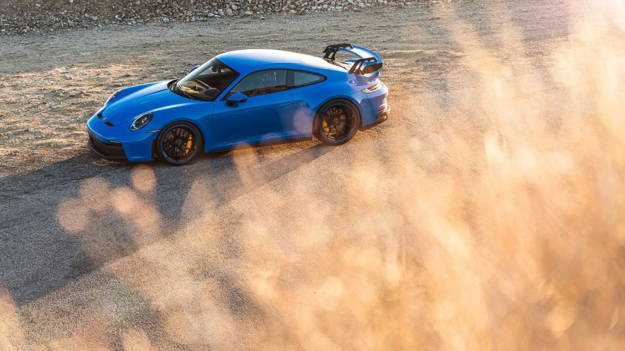 A blue 2022 Porsche 911 GT3