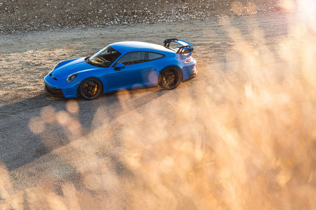 A blue 2022 Porsche 911 GT3