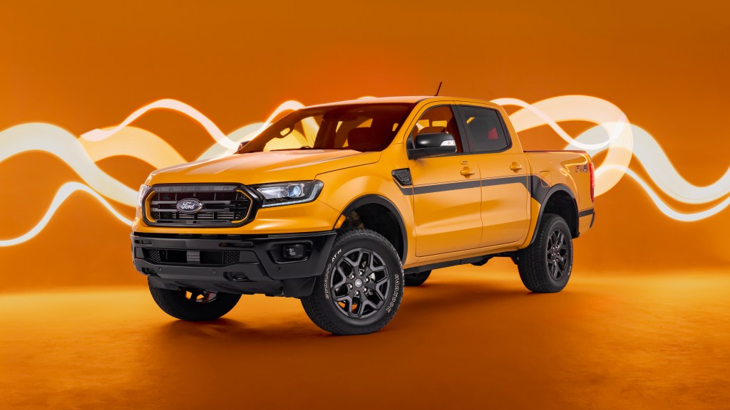 an orange Ford Ranger Splash package model, what are the colors available for it?