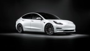 2022 Tesla Model 3 with white exterior paint color, the most popular car color in the world