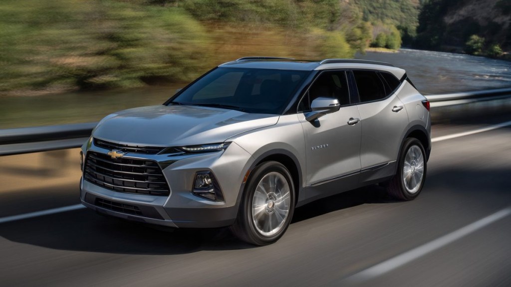 The 2022 Chevy Blazer  on the road 