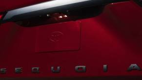 2023 next-gen Toyota Sequoia SUV teaser image, it has a modern look.