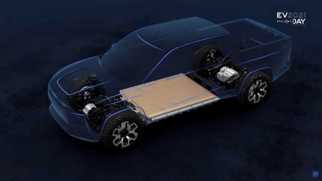 2024 Ram BEV silhouette on the STLA full chassis | Stellantis EV Day via Youtube