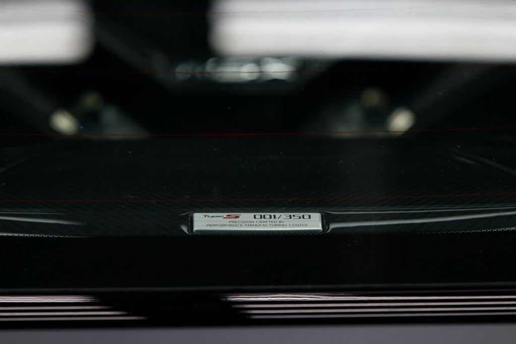The exclusive number badge showing the first Acura NSX Type S