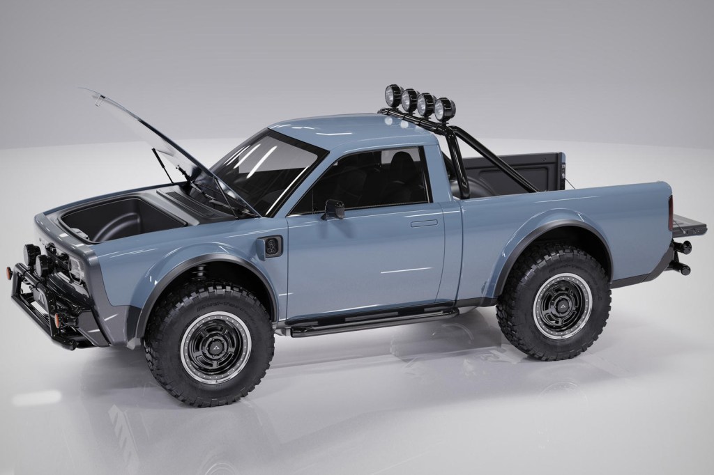 The Alpha Wolf, shown here in profile, is the coolest electric pickup truck