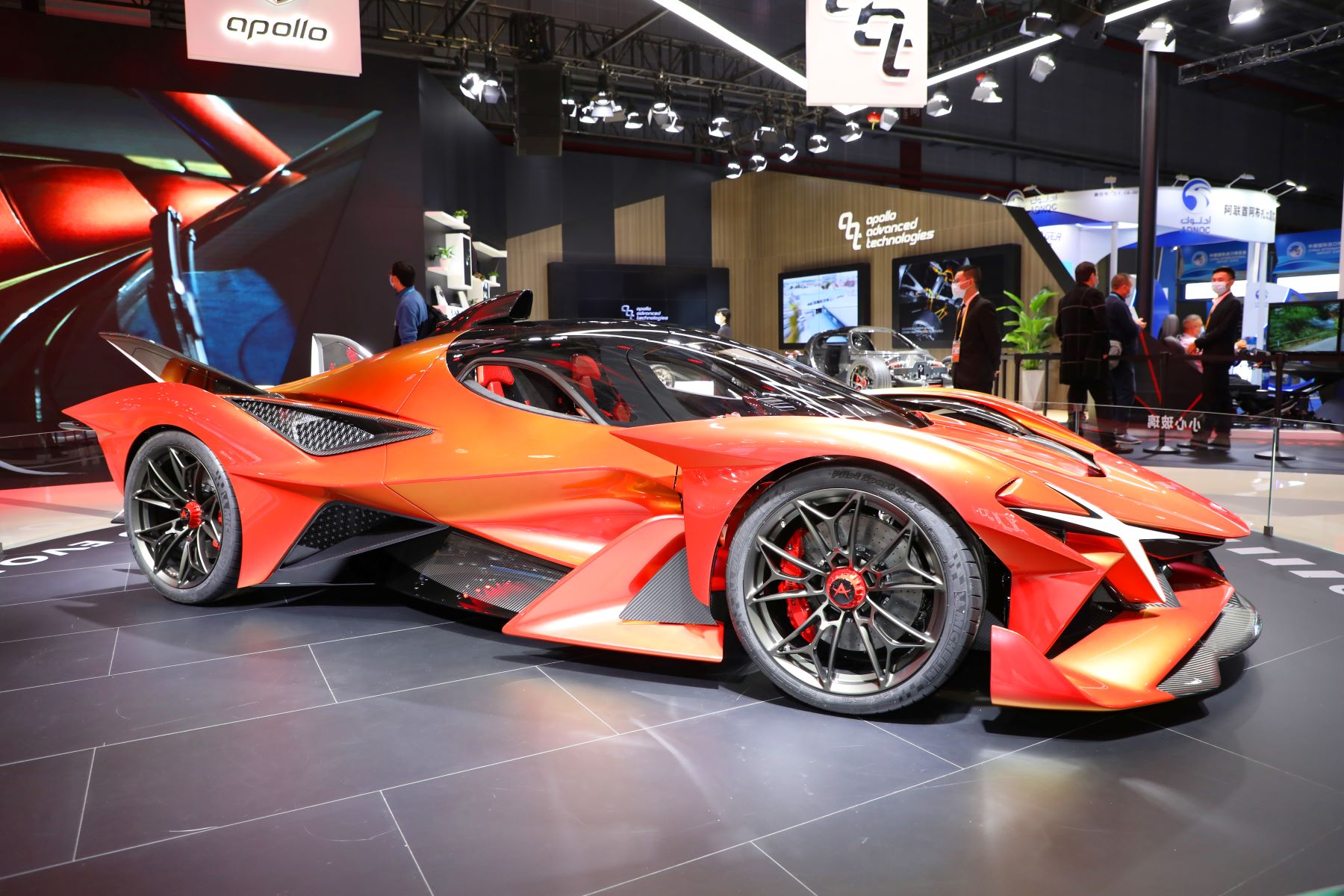 The Apollo EVO supercar hypercar on display at the 2021 China International Import Expo in Shanghai