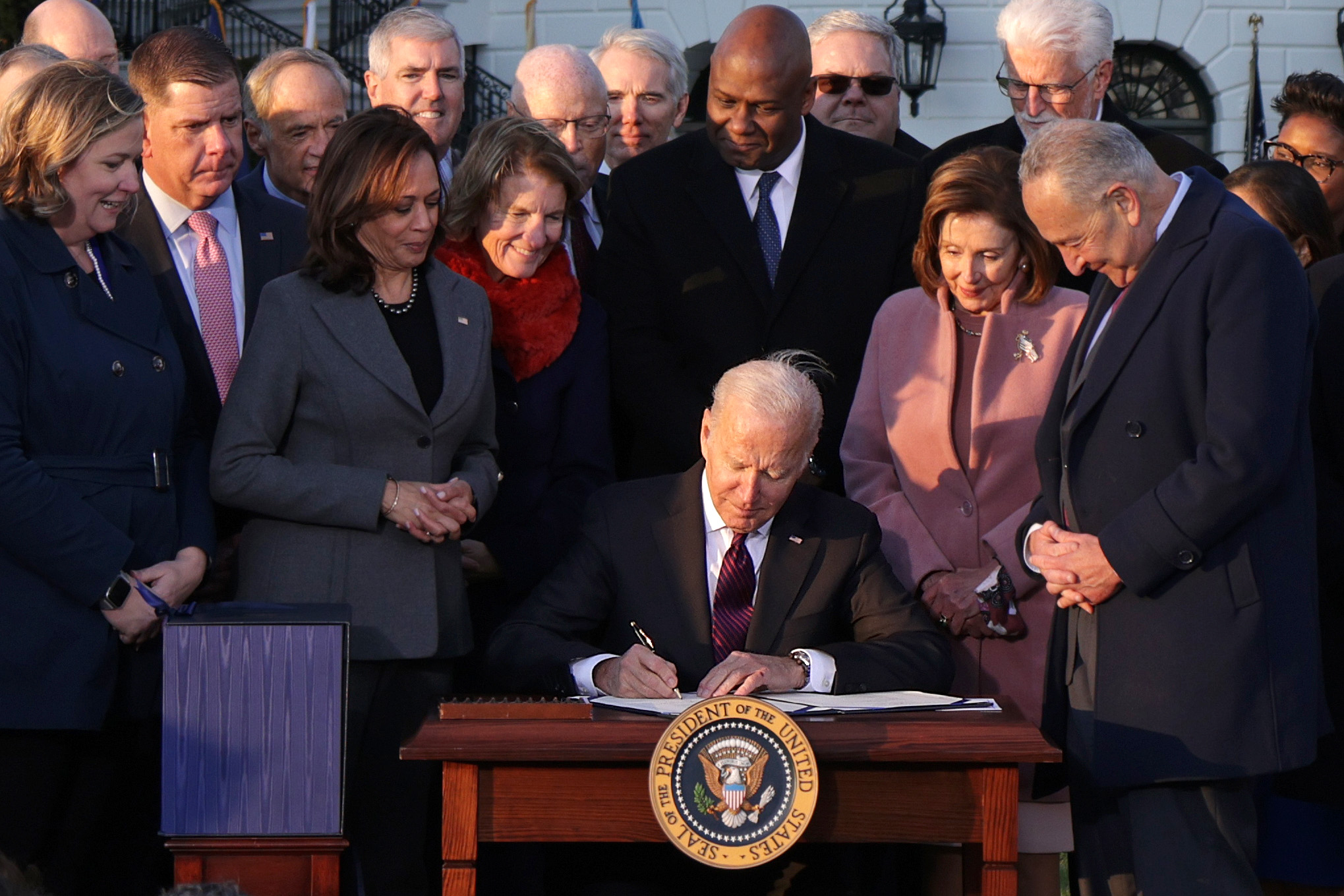 The moment the Biden infrastructure bill was signed into law