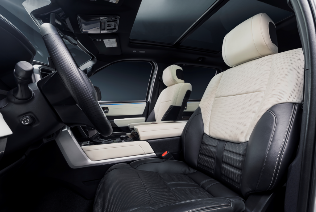 Black and white seats in 2022 Toyota Tundra Capstone