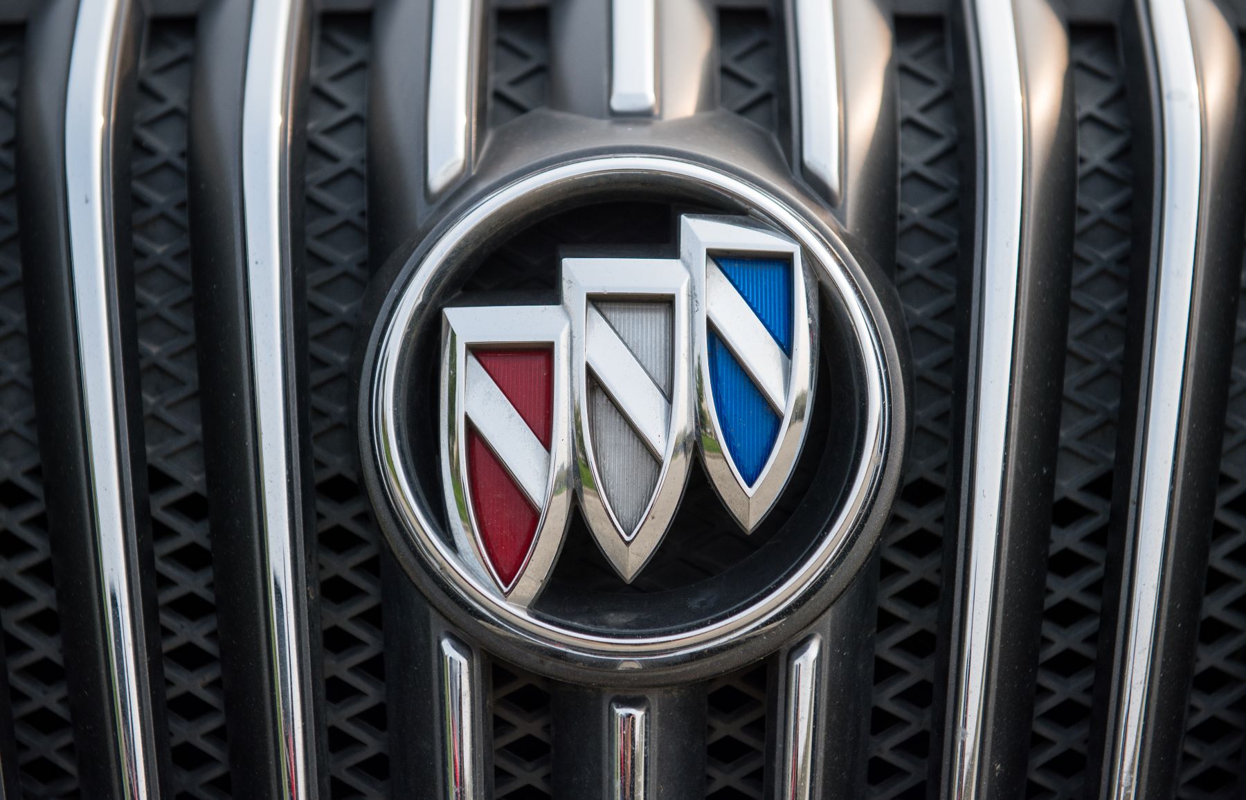 The Buick logo on the front grille of a vehicle seen in Hefei, China