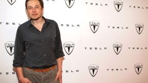 Elon Musk at Tesla Motors launch of the Tesla Roadster in Los Angeles, California