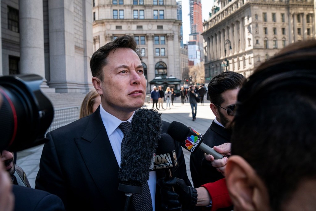 Tesla CEO Elon Musk outside of court in New York City