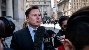 Tesla CEO Elon Musk outside of court in New York City