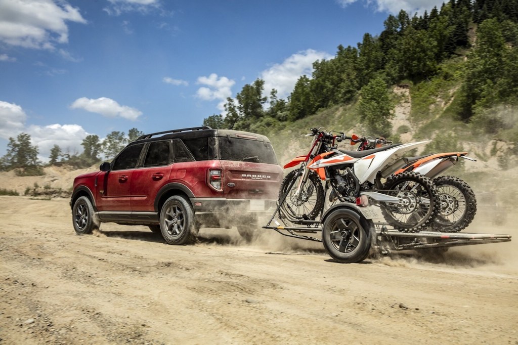 A 2022 Ford Bronco Sport hauling dirt bikes