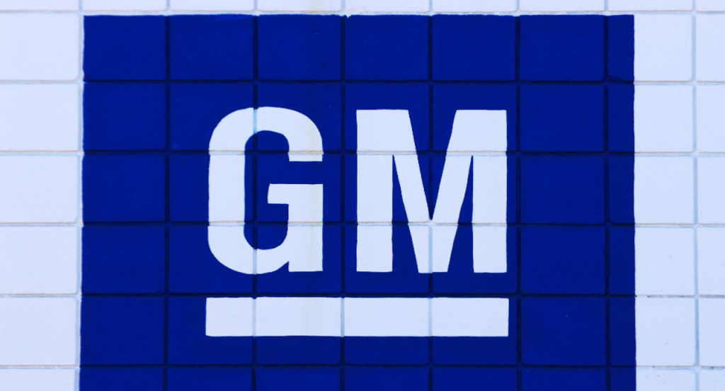 A blue General Motors logo. 