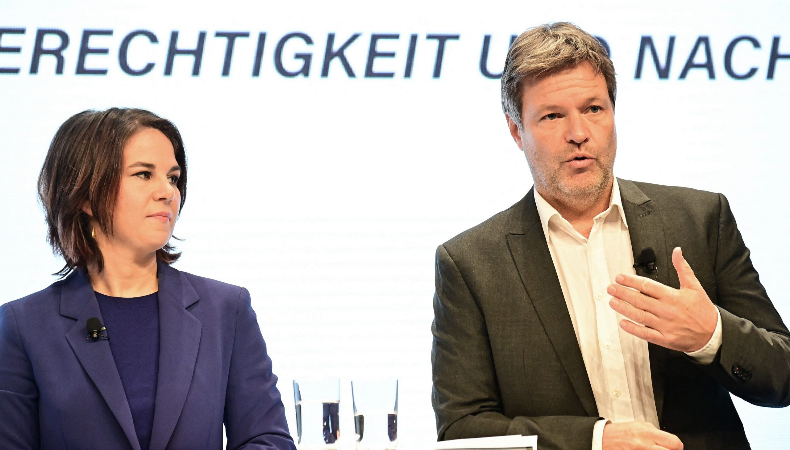German Green Party leaders Annalena Baerbock and Robert Habeck at a conference in November
