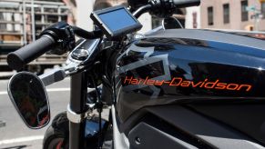 The Harley-Davidson Livewire electric (EV) motorcycle on display in New York City