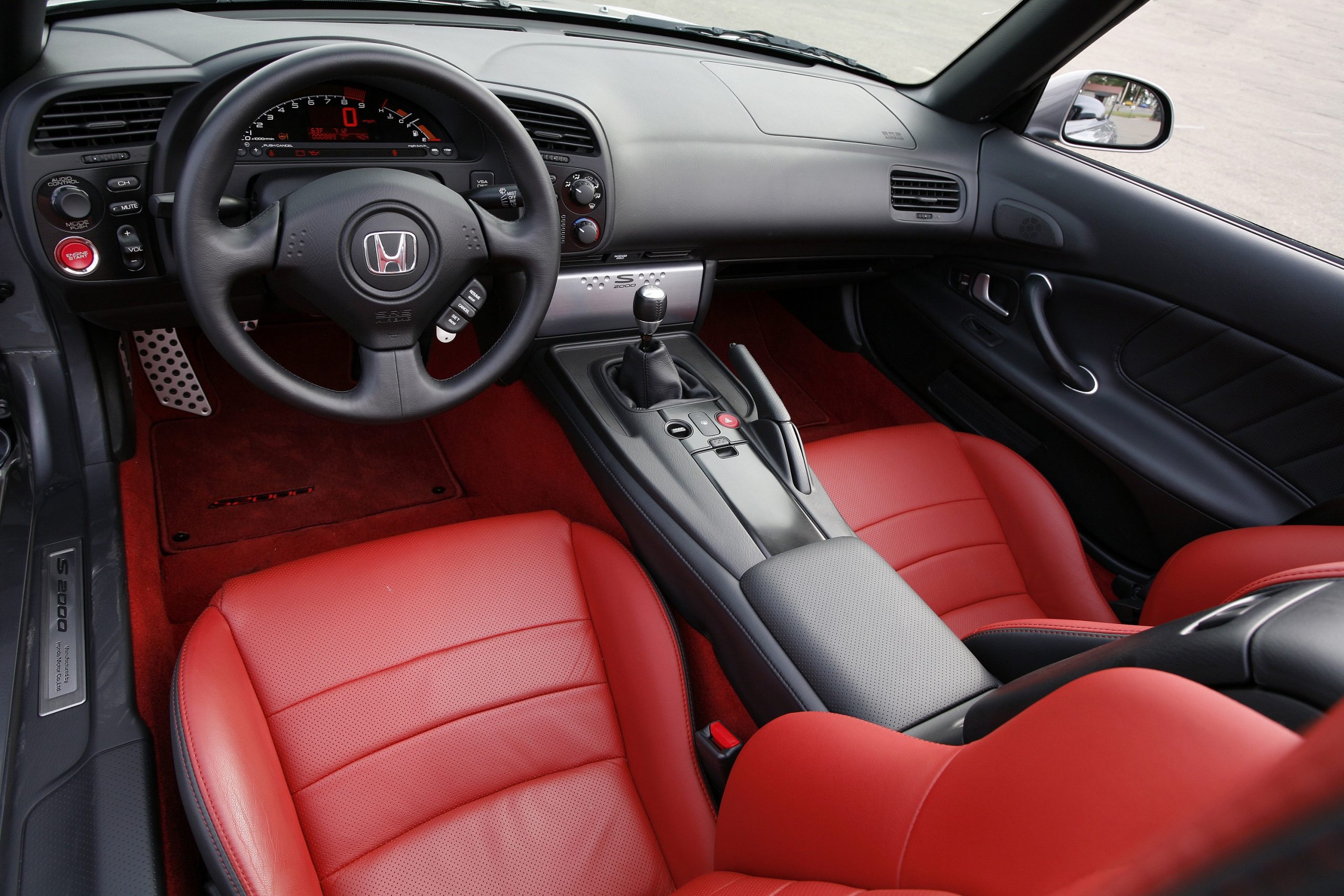 A red leather interior on a 2008 Honda S2000