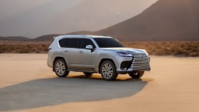 A 2022 Lexus LX600 against a desert background.
