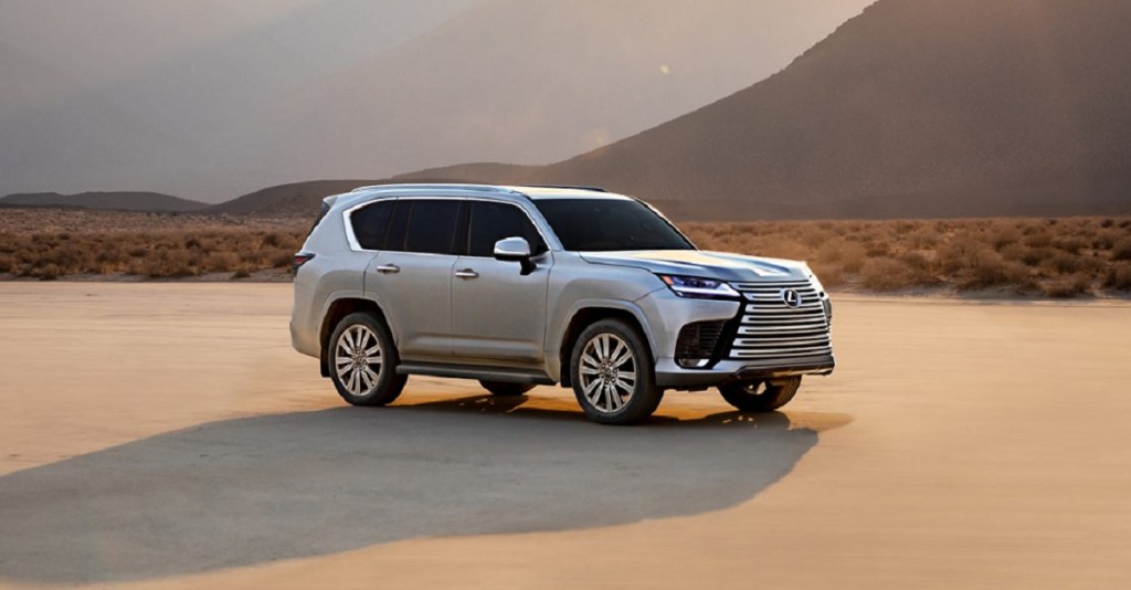 A 2022 Lexus LX600 against a desert background is a luxury SUV that's expected to maintain its value. 