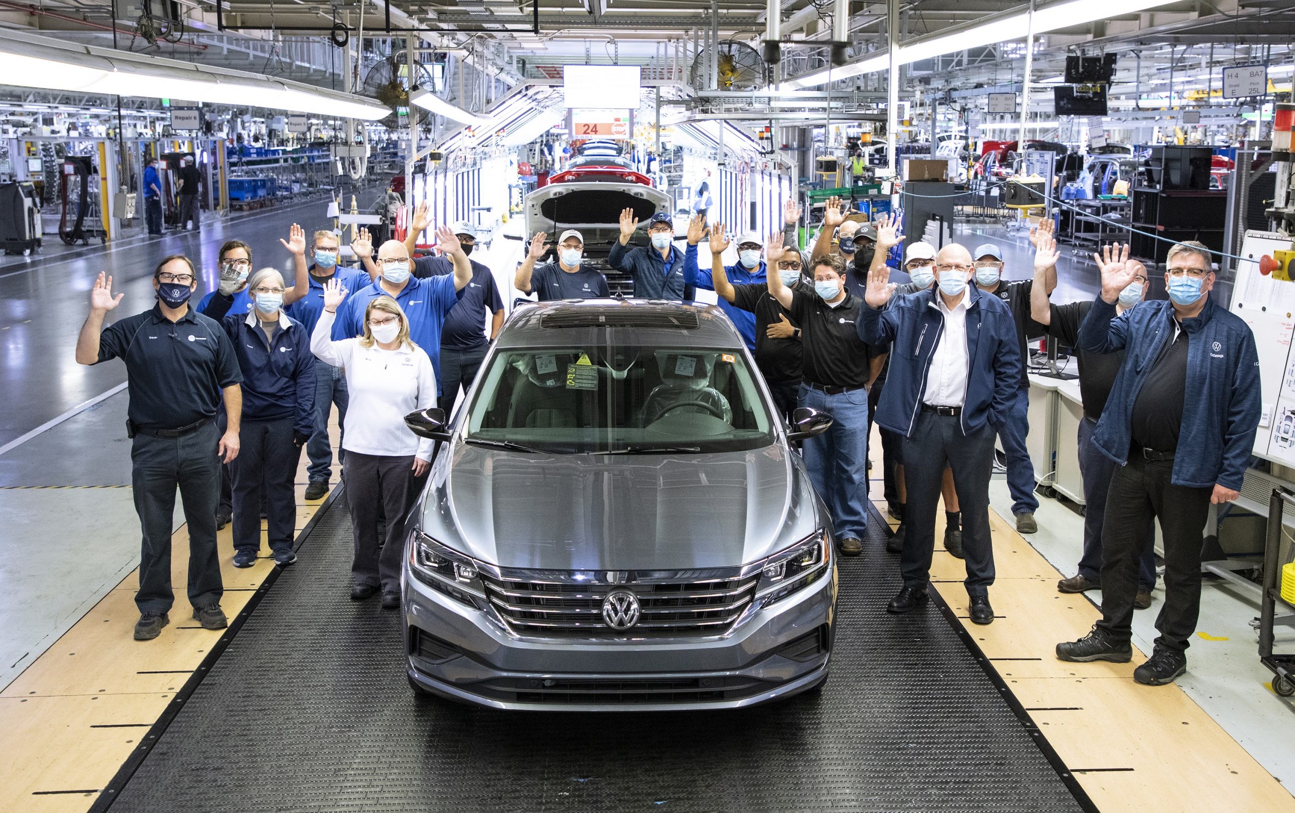 The last Volkswagen Passat on the assembly line in VW's Tennessee plant