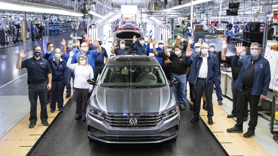 The last Volkswagen Passat on the assembly line in VW's Tennessee plant
