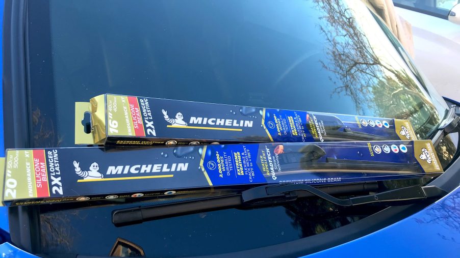 Michelin Endurance XT wipers sitting on a car windshield