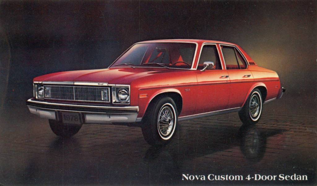 Orange-red 1978 Chevy Nova, highlighting story of how Nova "no go" Spanish name killed sales in Latin America