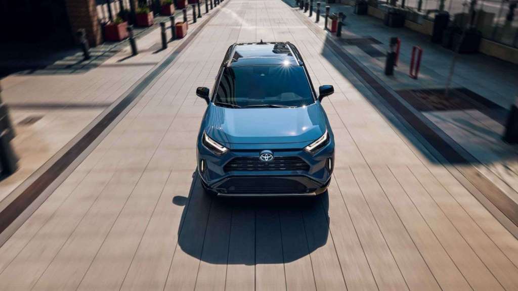 Overhead view of Cavalry Blue 2022 Toyota RAV4, highlighting the advantages of ToyotaCare